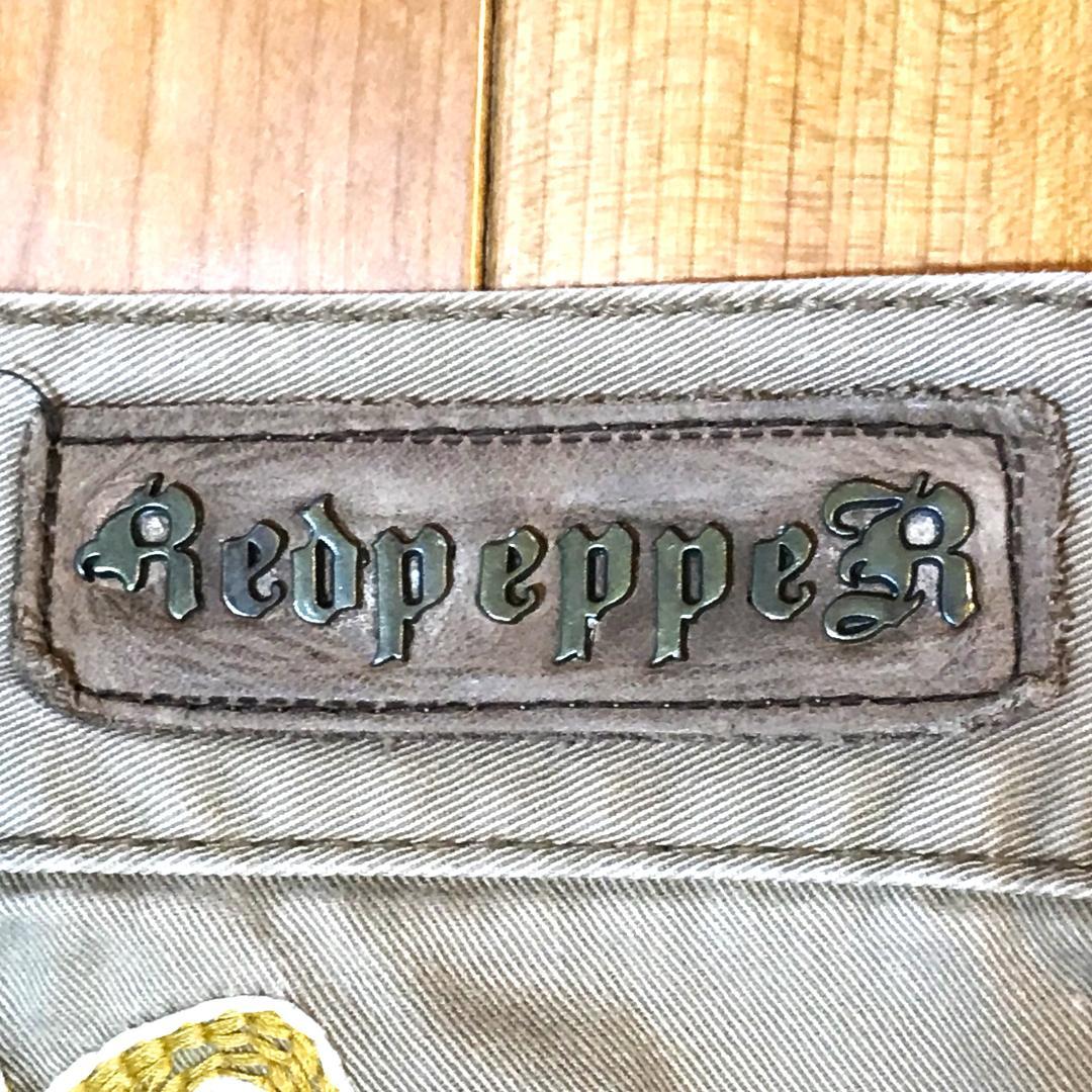 メンズ【美品 Red Pepper Ed Hardy】32 刺繍 スカル タトゥ