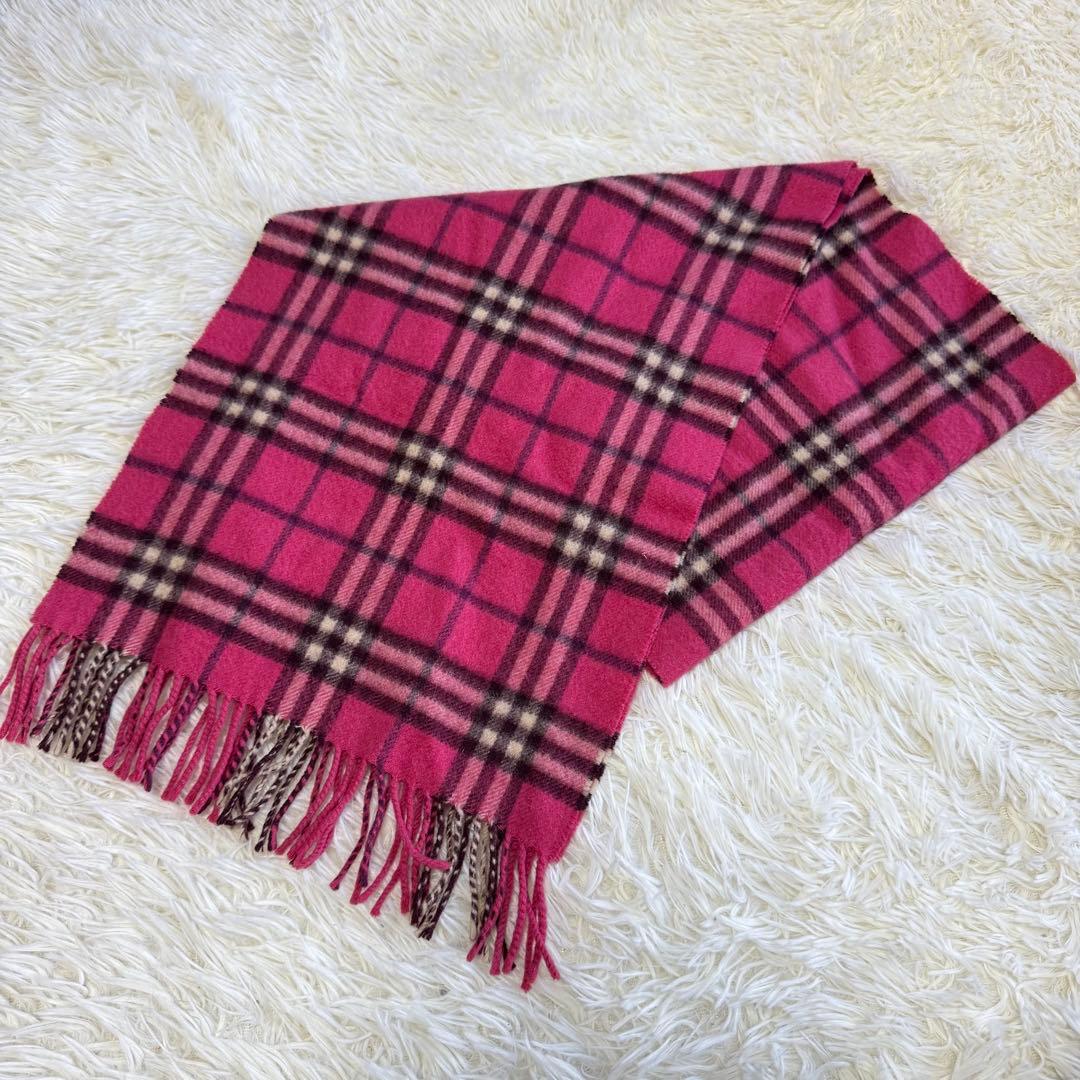 【バーバリーロンドン】美品 マフラー ノバチェック ピンク カシミヤ レディース