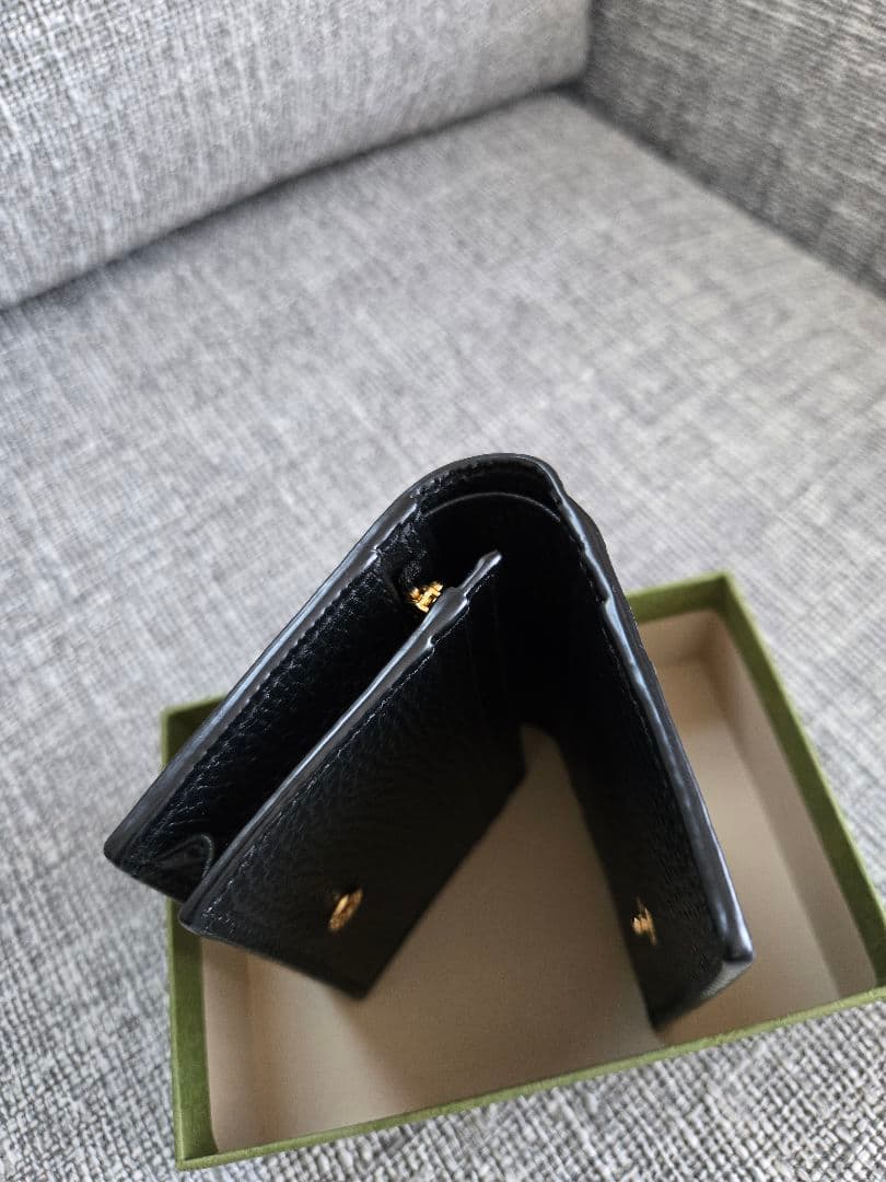 GUCCI 二つ折り財布 ベージュ/ブラック