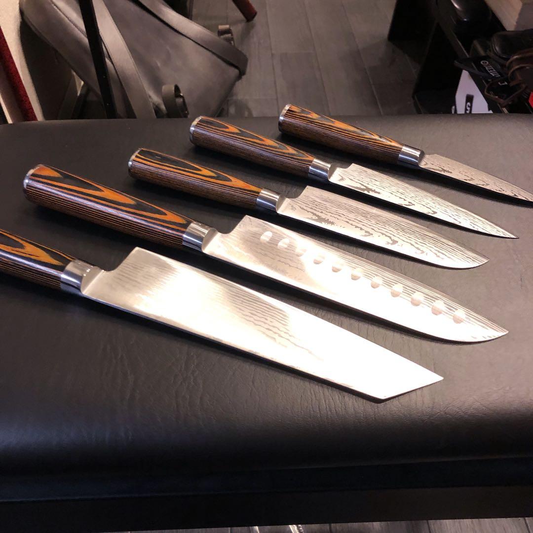 未使用　三徳包丁　ダマスカス　包丁セット　5本セット