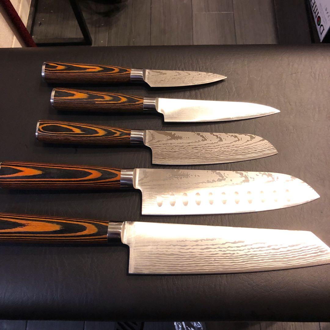 未使用　三徳包丁　ダマスカス　包丁セット　5本セット