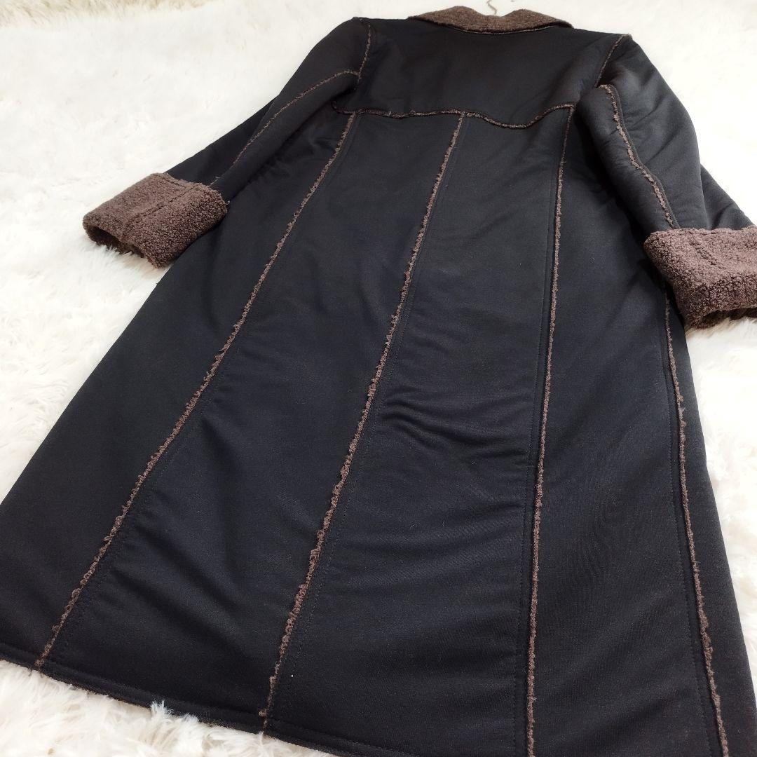 18245✨フェンディ ボア ロングコート ブラック 黒 42 L レディース