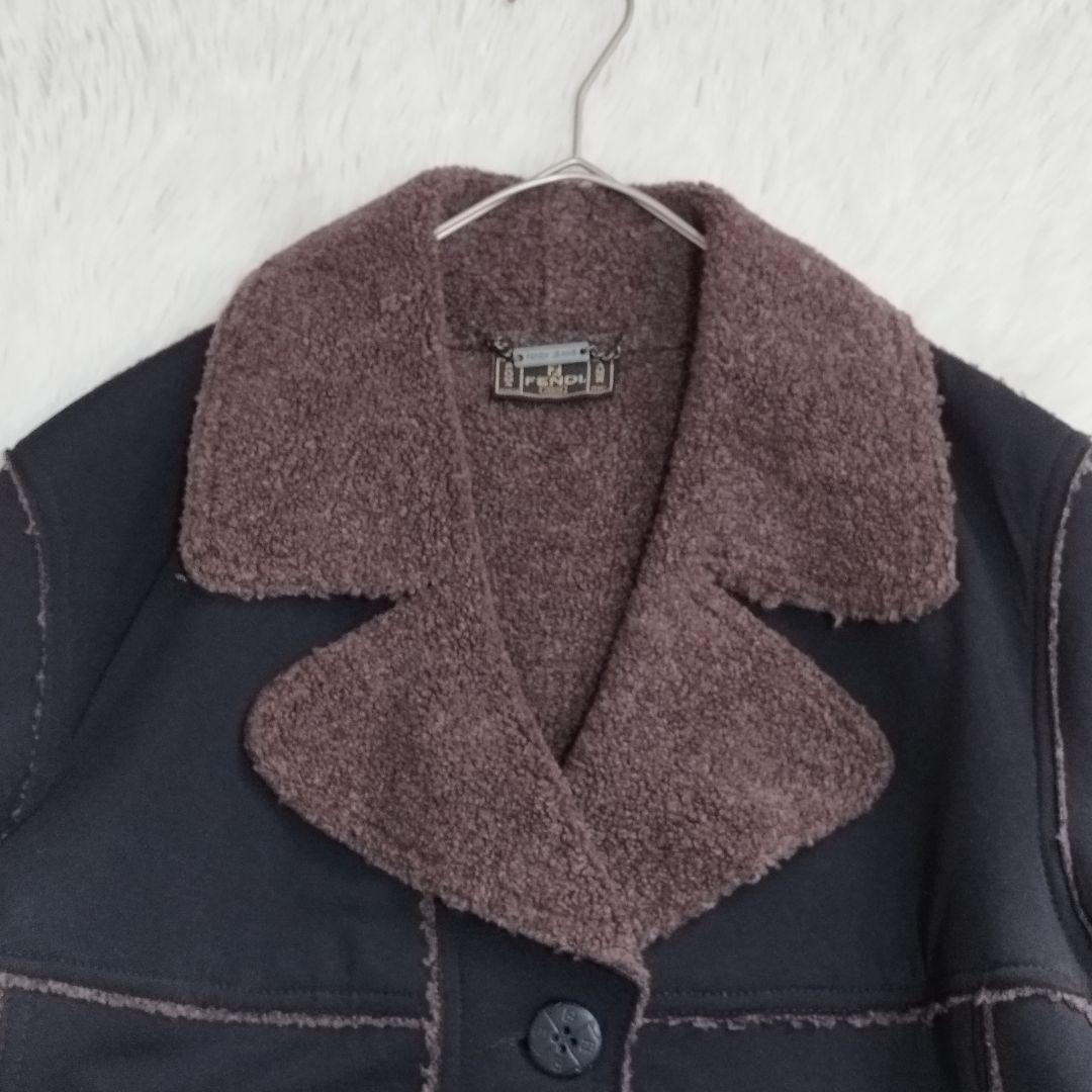 18245✨フェンディ ボア ロングコート ブラック 黒 42 L レディース