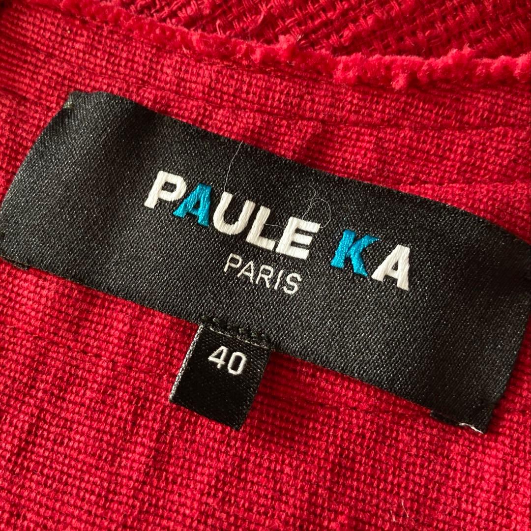 PAULE KA 美品 ワンピース ツイード素材 膝丈 レッド オールシーズン