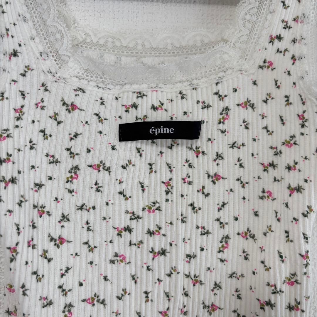 épine label lace flower rib onepiece