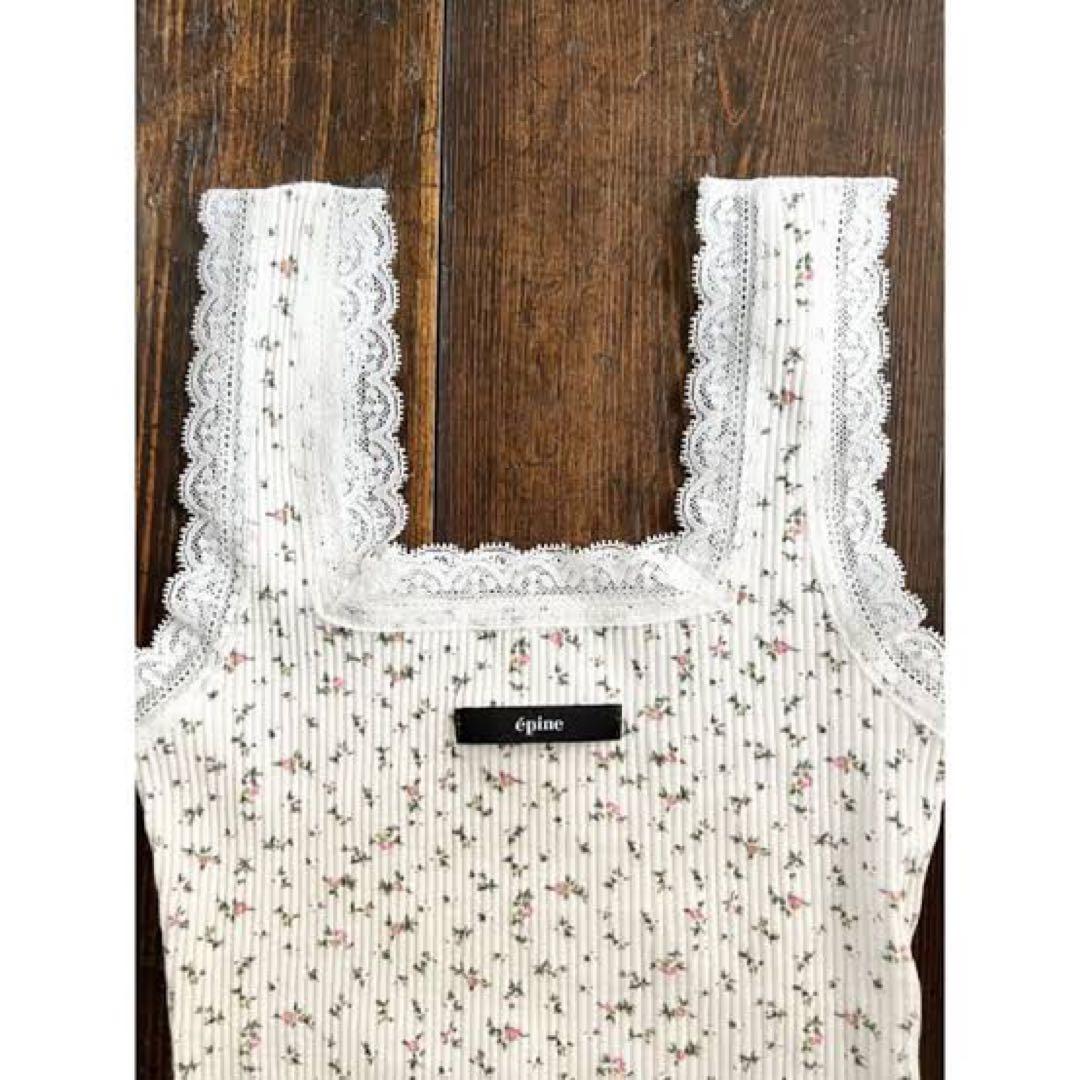 épine label lace flower rib onepiece