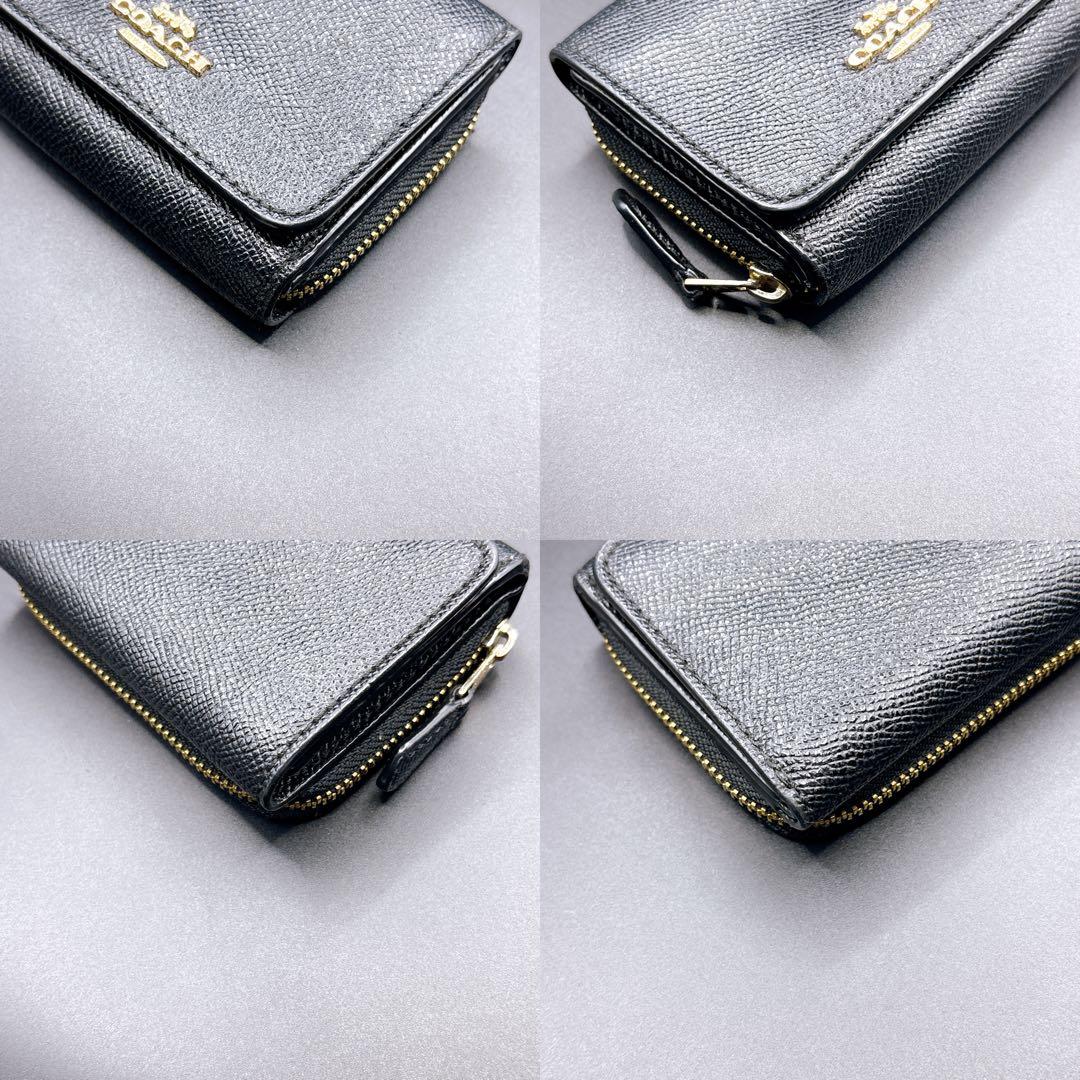 ✨極美品✨コーチ COACH ブラック 本革 コンパクト３つ折り財布 ✧