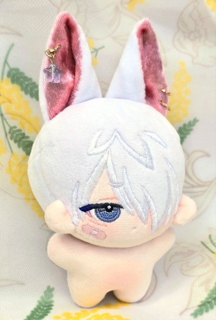 【少難有り】 自作 無属性 ぬいぐるみ 白髪のケモ耳くん 10cm