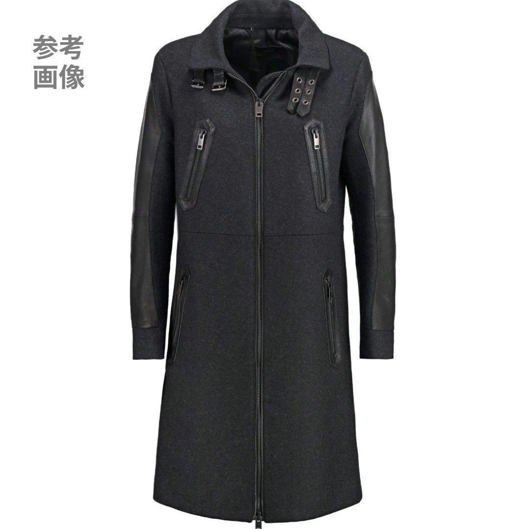 希少【美品】DIESEL ロングコート ウール×レザー 異素材切替 2way M