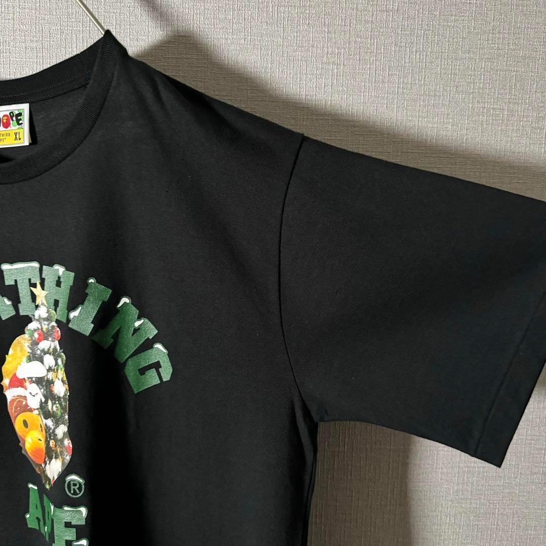 希少XL★ape アベイシングエイプ クリスマス Tシャツ 大猿 アーチロゴ 黒