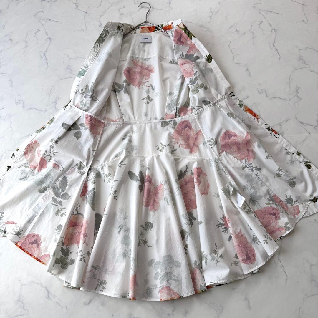 美品 アーデム ERDEM コットン シャツワンピース ドレス 花柄 ひざ丈