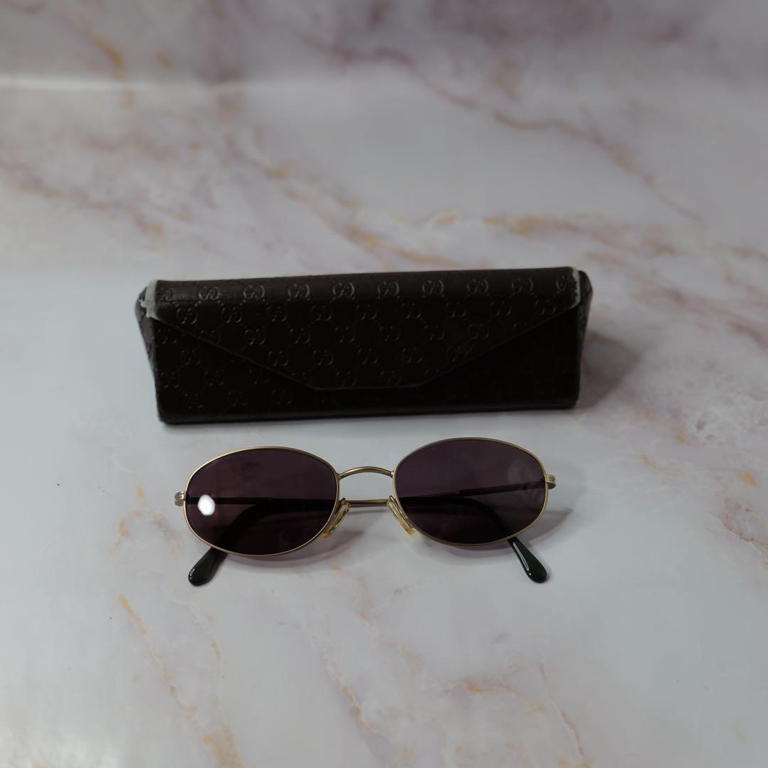 GUCCI グッチ オーバル シャンパンゴールド サングラス ケース付き
