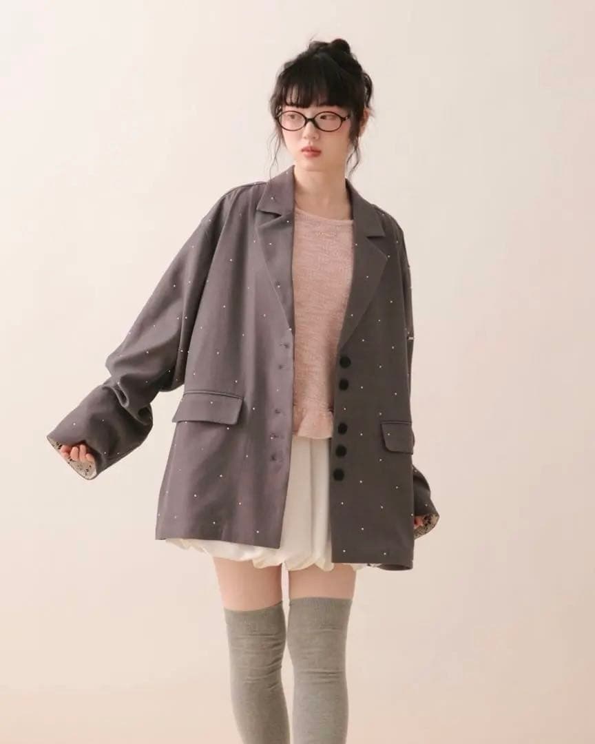 即日発送 入手困難 新品 loin nuit ニュアンスボタンレースジャケット