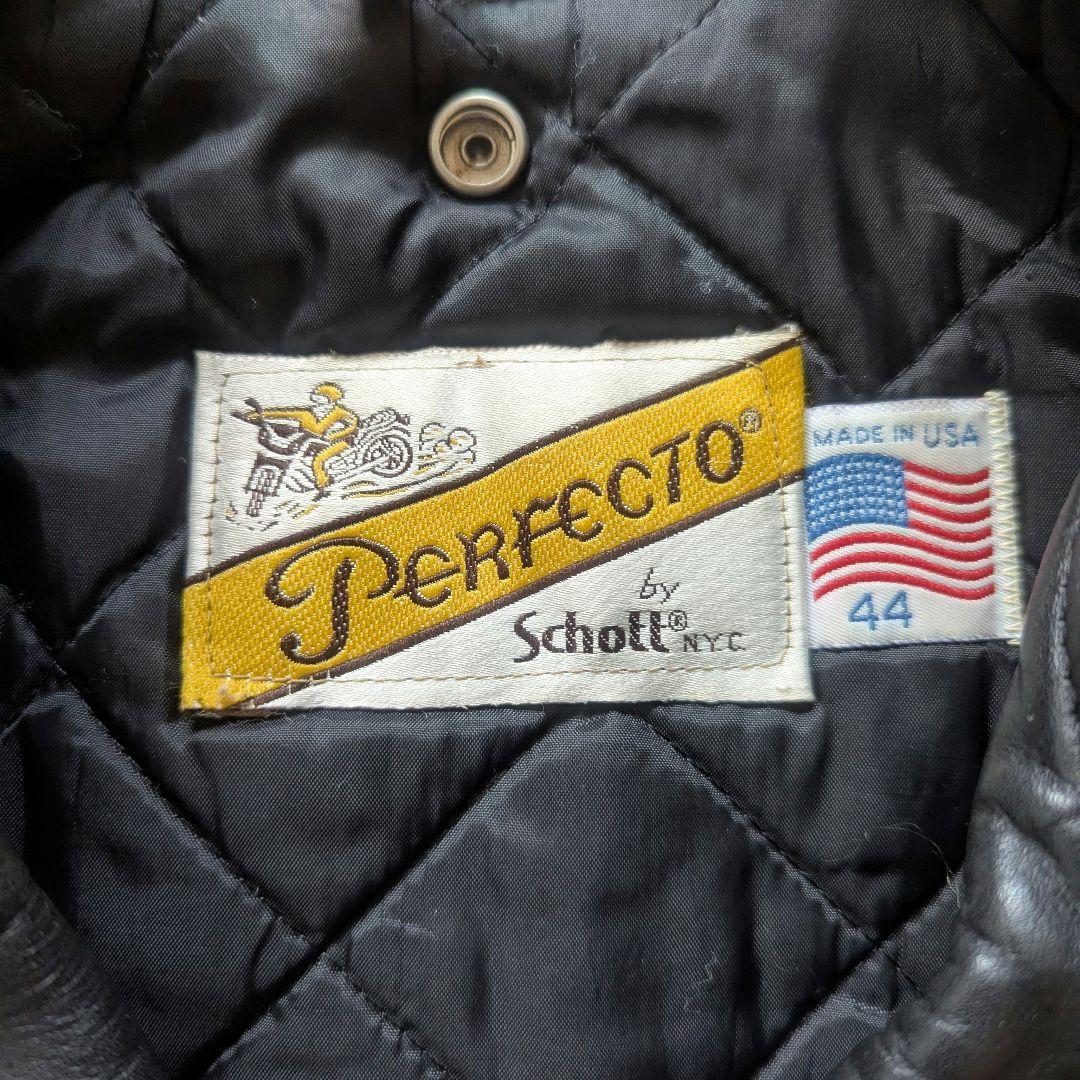 Schott Perfecto ブラック レザーベスト 44