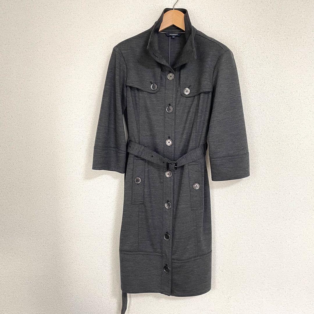 BURBERRY LONDONバーバリーグレー前開きシャツワンピースベルト付属