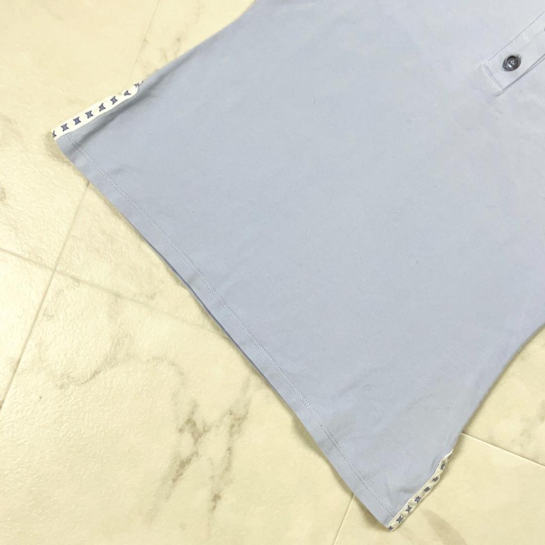 CELINE 半袖ポロシャツ ロゴ刺繍 ライトブルー サイズS