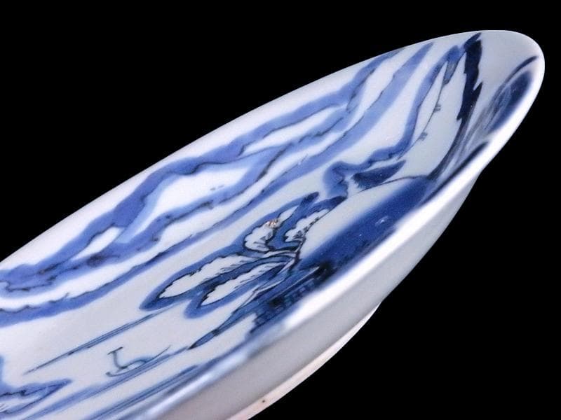 古伊万里　染付　山水楼閣の図　６寸皿　C163 AS-CZg