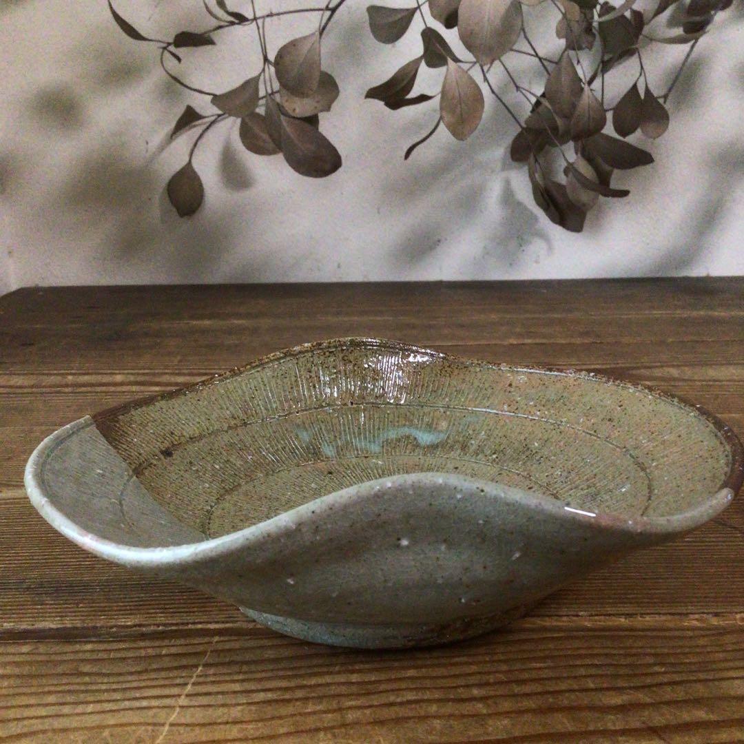 No4324 楽山窯　十二代長岡住右衛門(空郷)造　出雲焼　俵鉢　共箱　送料無料