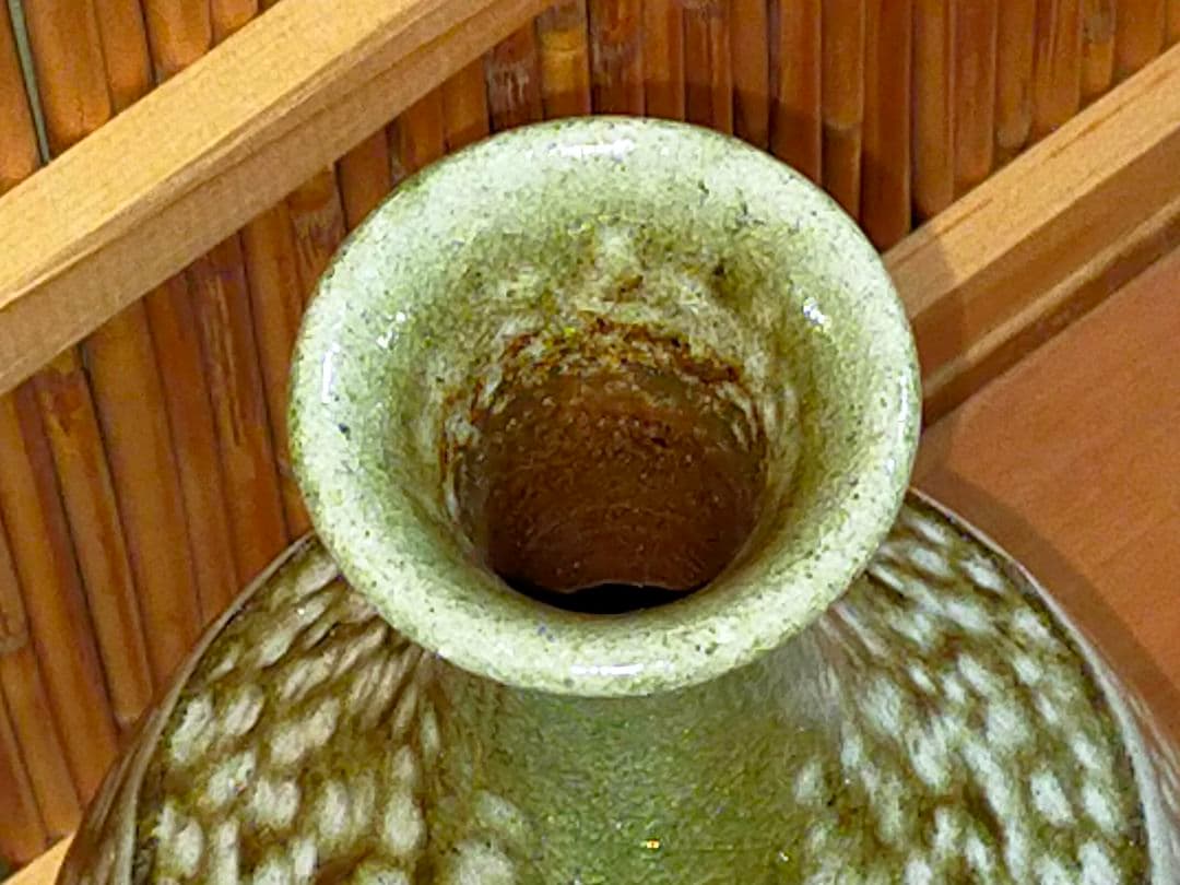 ♥後藤茂夫　塩釉　花瓶　共箱付き　益子　花器　骨董　古玩