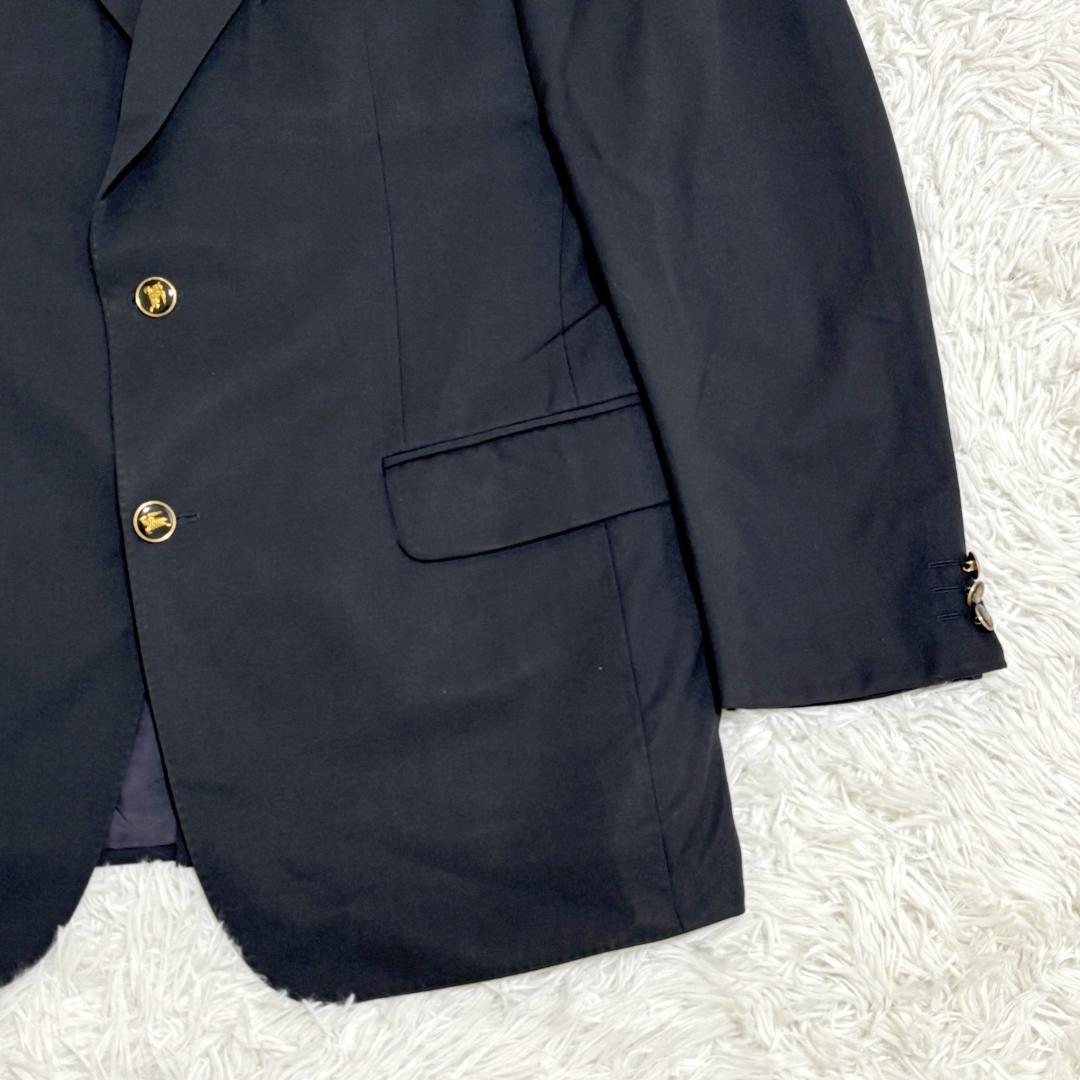 BURBERRY テーラードジャケット 50 L ネイビー ロゴボタン