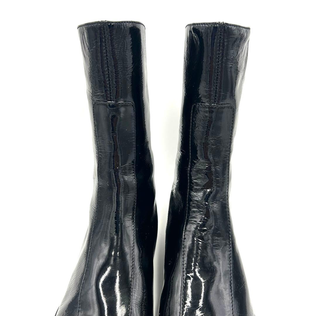 PRADA プラダ パテントブーツ レザー ブラック 36 1/2