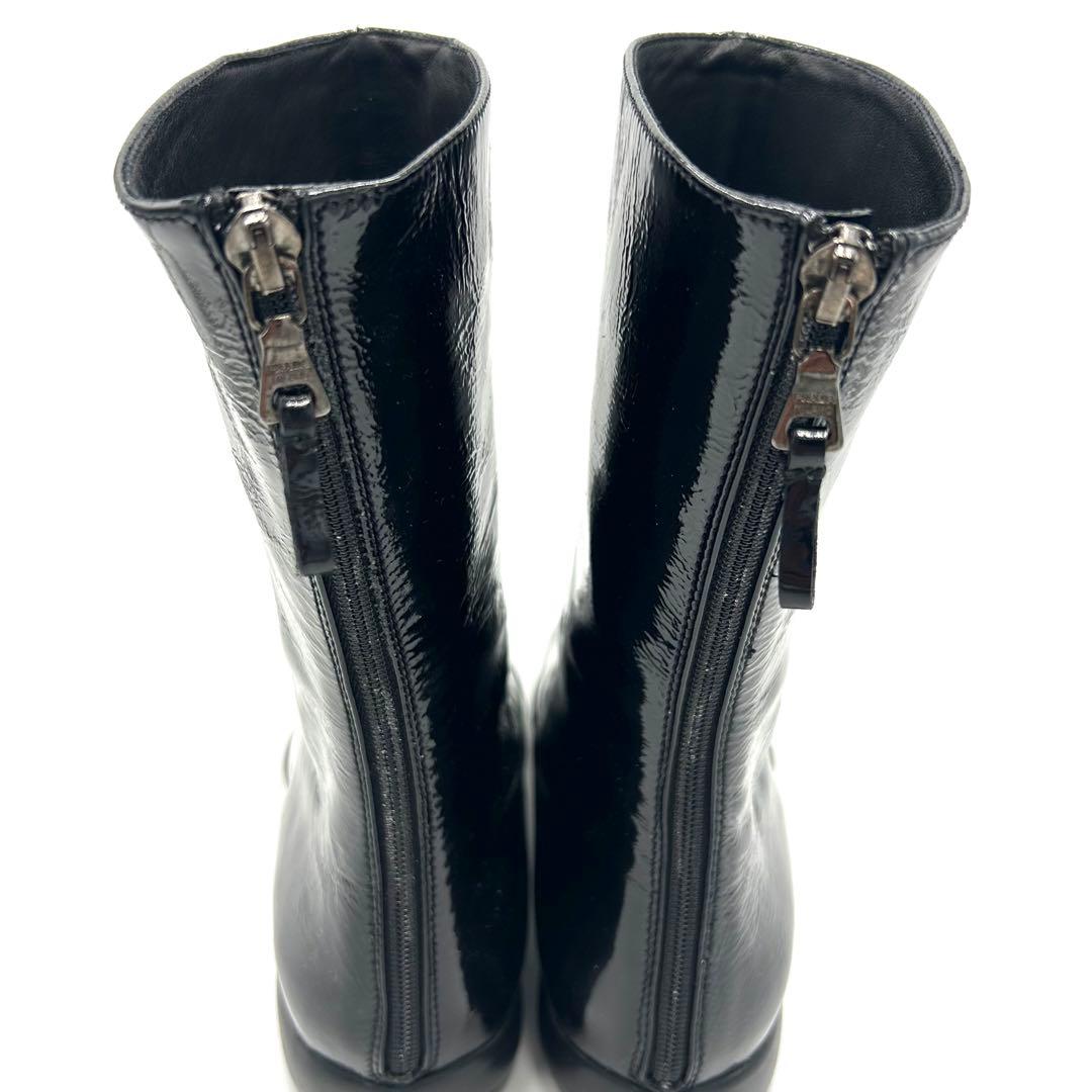 PRADA プラダ パテントブーツ レザー ブラック 36 1/2