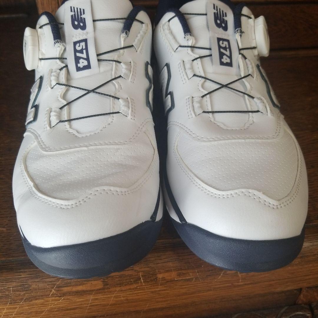 NewBalance574 BOAホワイト/ネイビー(23cm) ゴルフシューズ