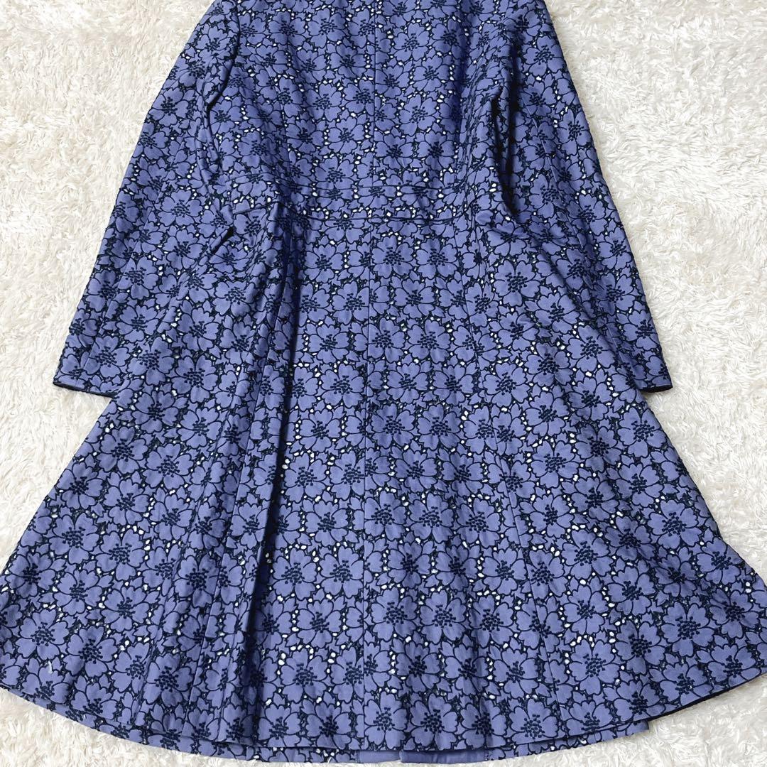 TOCCA トッカ 花柄 Aライン カットワーク レースコート ネイビー4