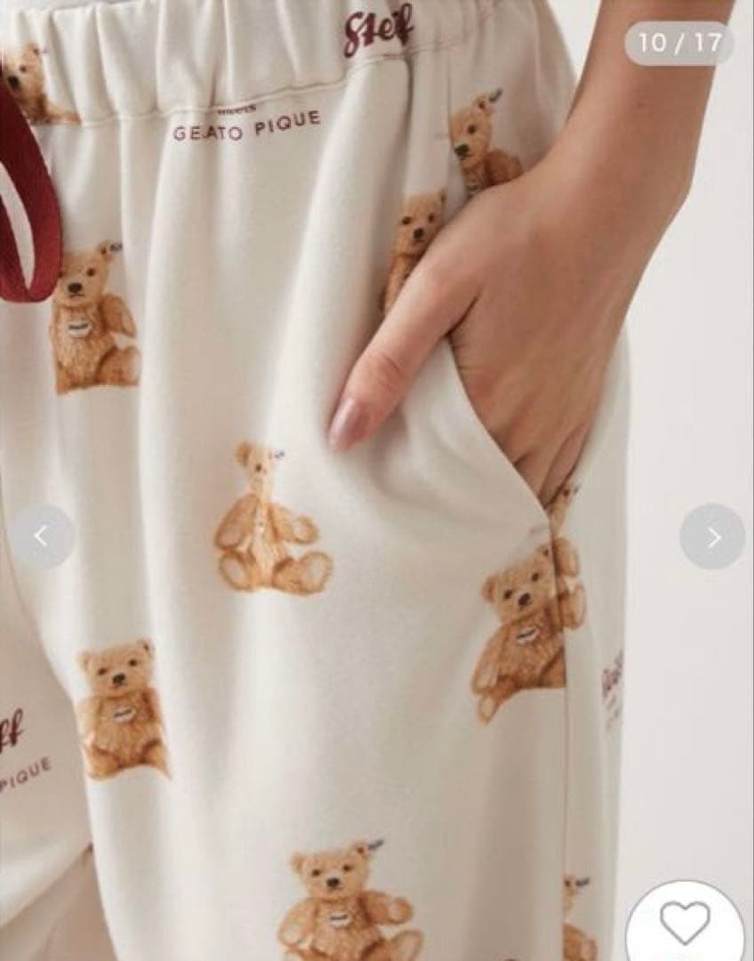 ジェラートピケ❤️シュタイフ上下セット❤️オフホワイト Steiff❤️新品、未開封
