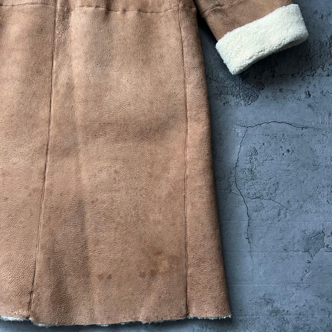 希少本革 MAXMARA リアル ムートンコート ボア キャメル スタンドカラー