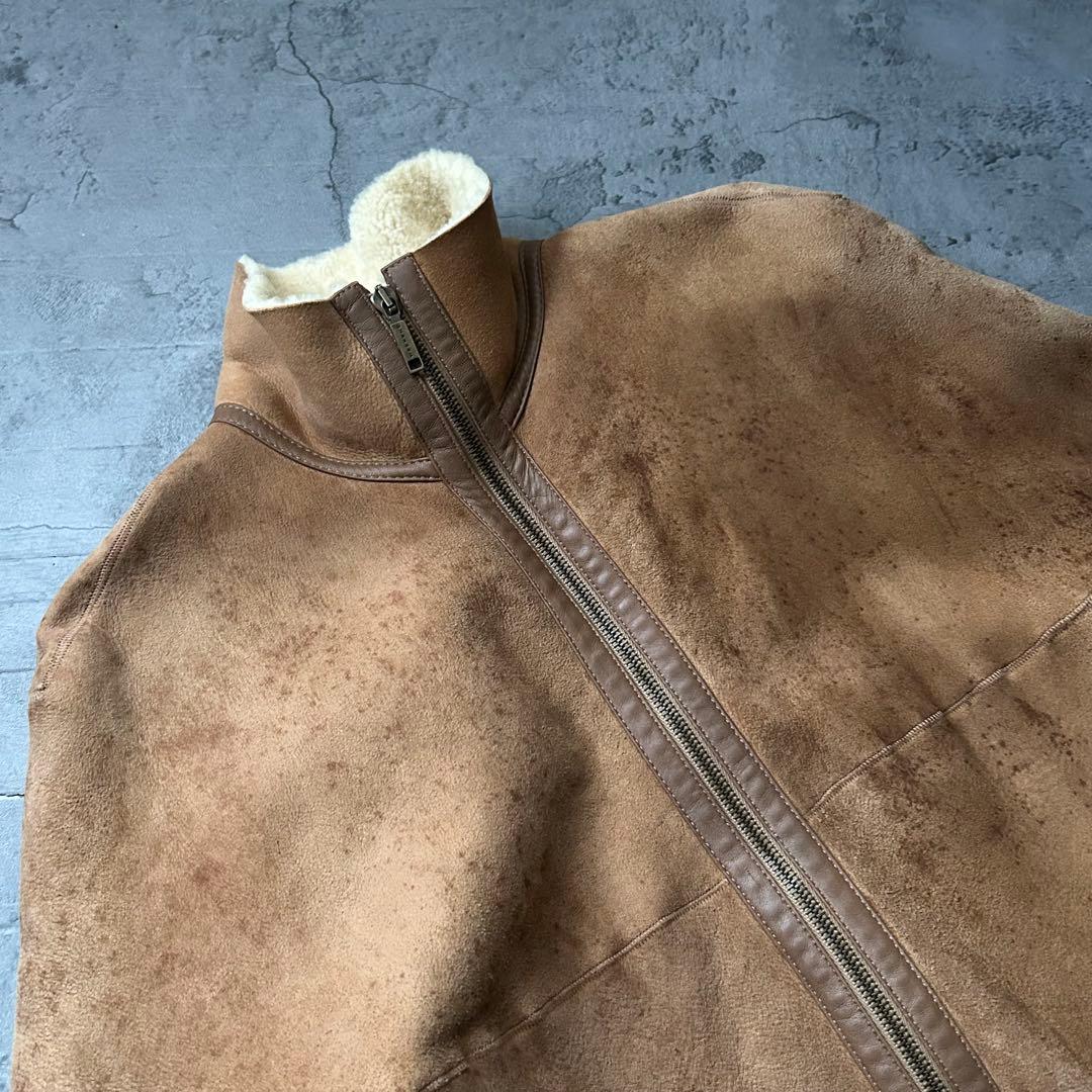 希少本革 MAXMARA リアル ムートンコート ボア キャメル スタンドカラー