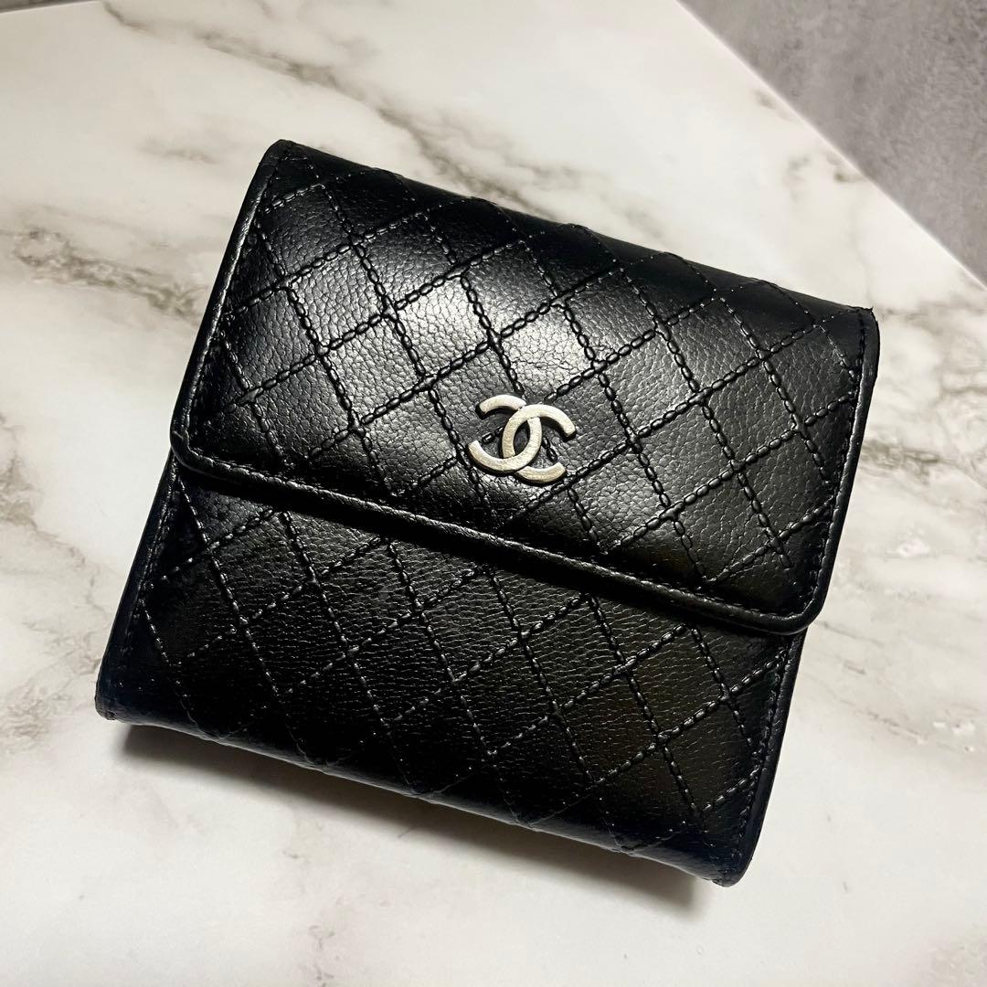 良品 CHANEL ココマーク 三つ折り財布