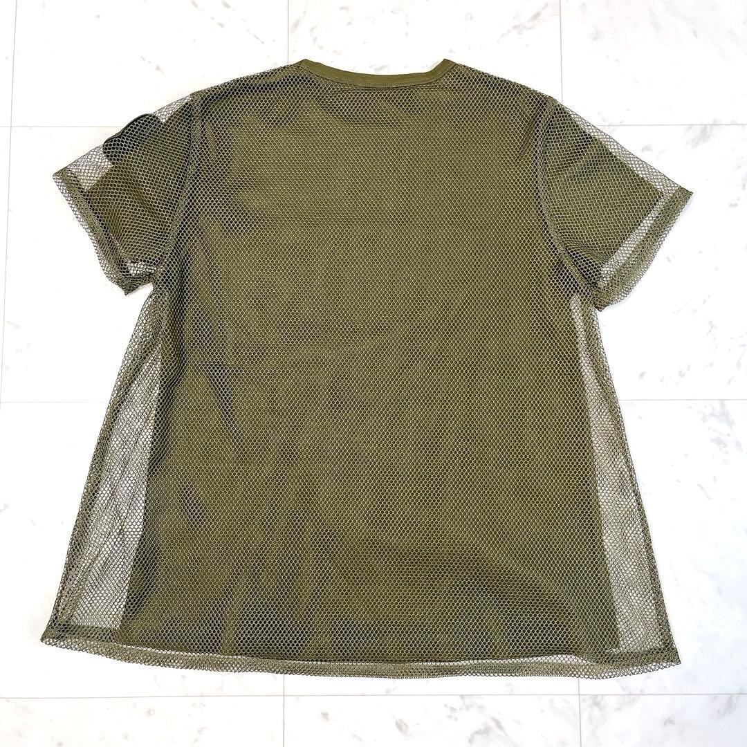 限定品✨モンクレール メッシュTシャツ カーキ レイヤード ロゴパッチ 高級