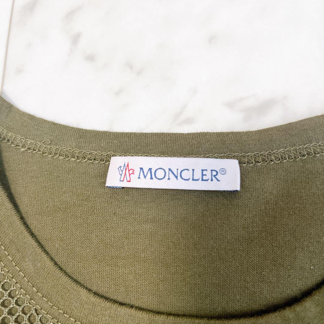 限定品✨モンクレール メッシュTシャツ カーキ レイヤード ロゴパッチ 高級