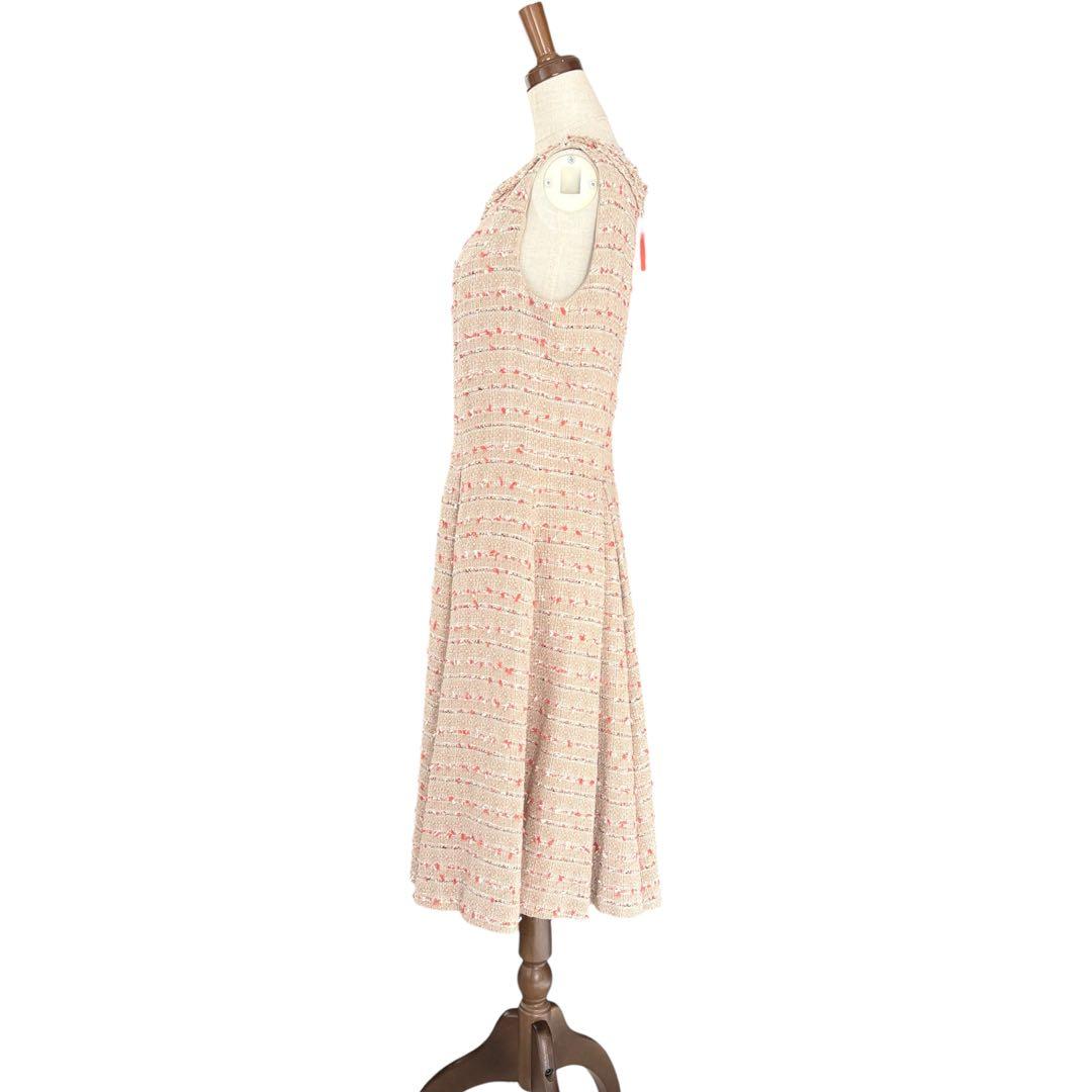 【美品】フォクシー ツイード ワンピース ノースリーブ フレアライン 40 春