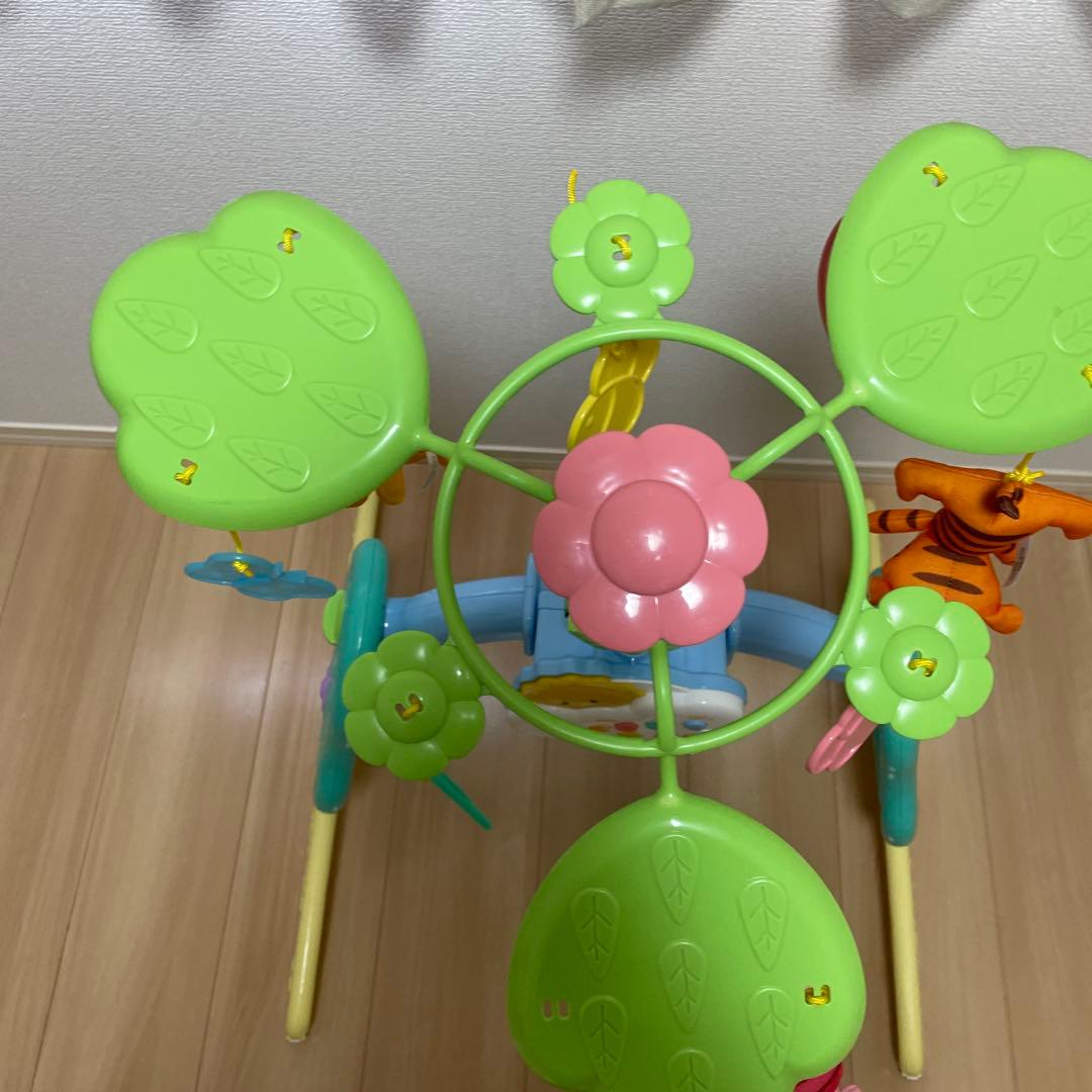 【美品】くまのプーさん えらべる回転6WAY ジムにへんしんメリー　電池付き