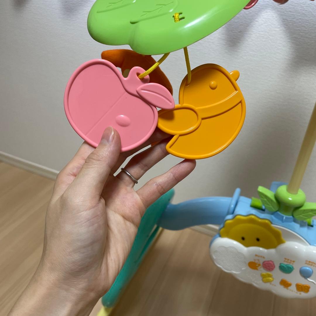 【美品】くまのプーさん えらべる回転6WAY ジムにへんしんメリー　電池付き