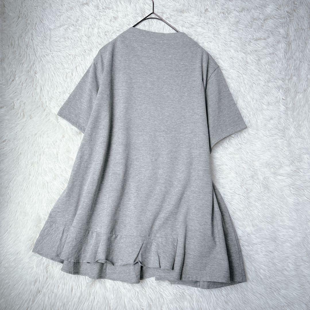 新品タグ付✨慈雨 日本製 総柄 ドット 40 グレー 半袖 変形 フレア 美品