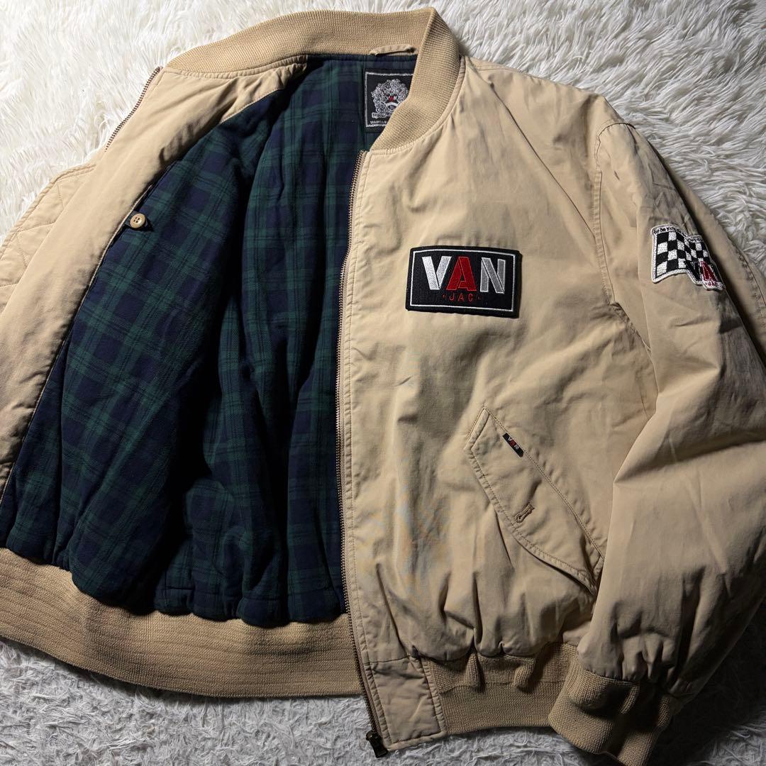 希少■VAN JACKET ブルゾン　ワッペン　刺繍　ベージュ　L