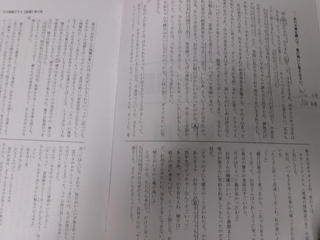 早稲田アカデミー＊６年＊ＮＮ志望校別 前期・国語／桜蔭の国語・５回＊２０２３年