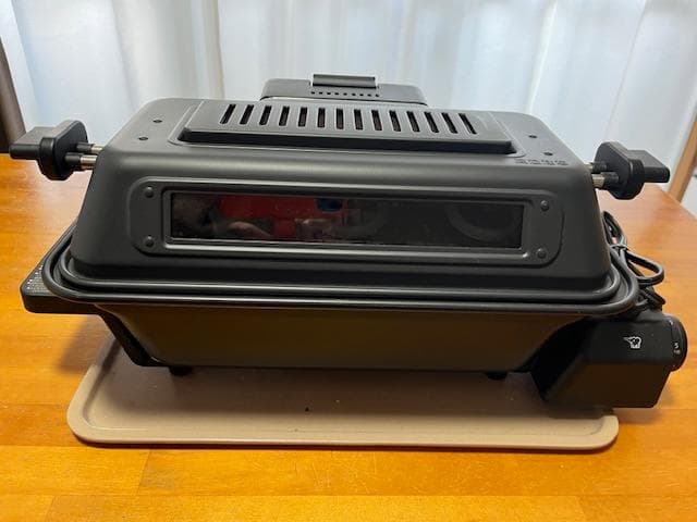 黒の無煙ロースター 透明窓付き コンパクト