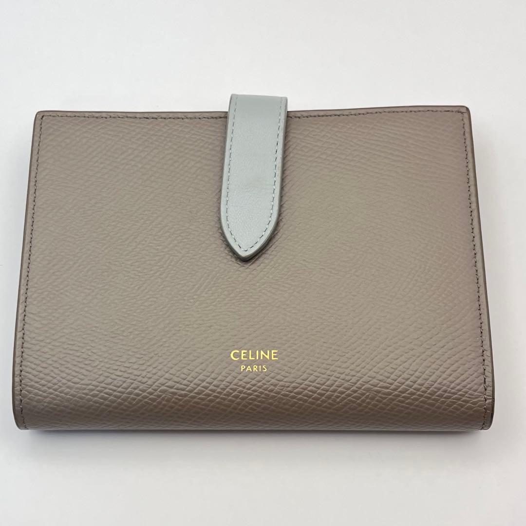 CELINE セリーヌ ストラップ ミディアム ウォレット グレージュ