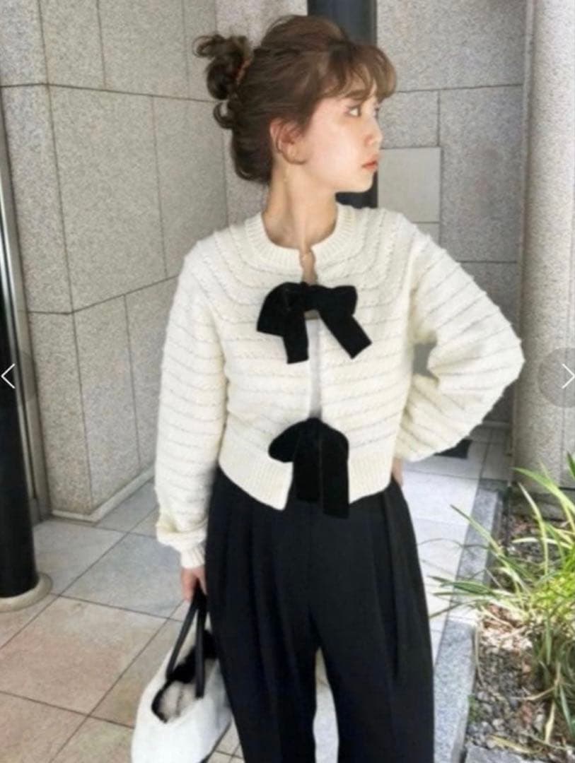 Lily Brown ベロアリボンカーディガン リリーブラウン