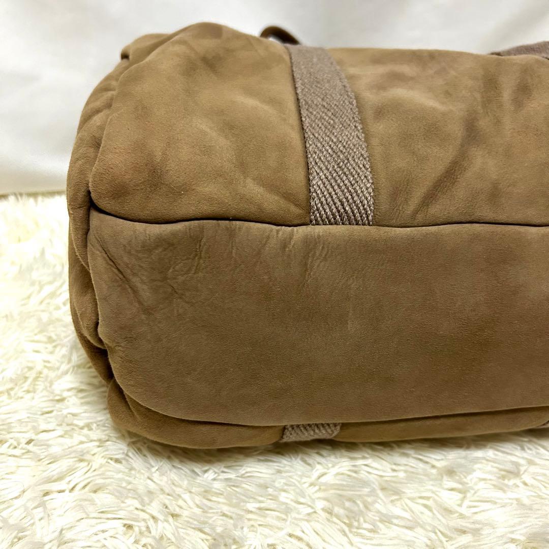 極美品 ブルネロクチネリ　ムートン　ボストンバッグ　バッグインバック付　ブラウン