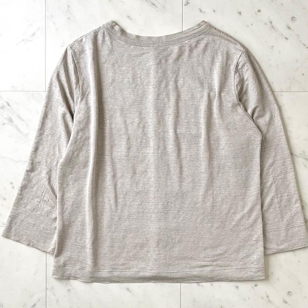 定価4,1万＊美品 45R リネン天竺のカットワークカーディガン M グレージュ