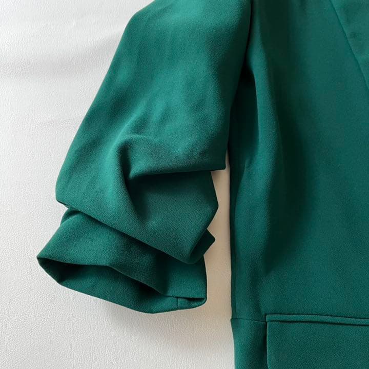 ZARA WOMAN ザラ　ショールカラージャケット　ロング丈　ドレープ袖　緑