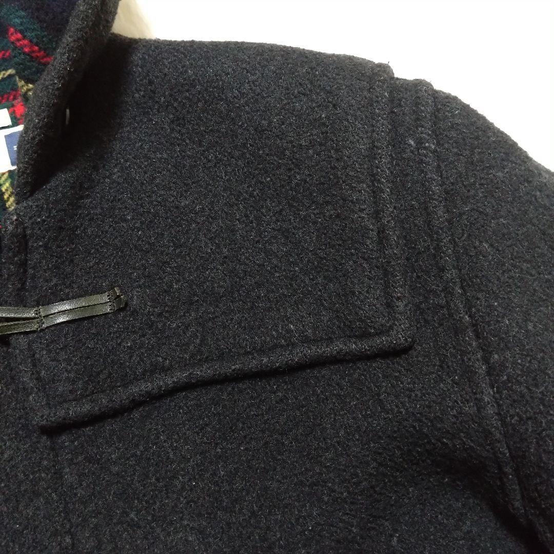 グローバーオール ダッフルコート ロング チェック柄 グレー フード Lサイズ