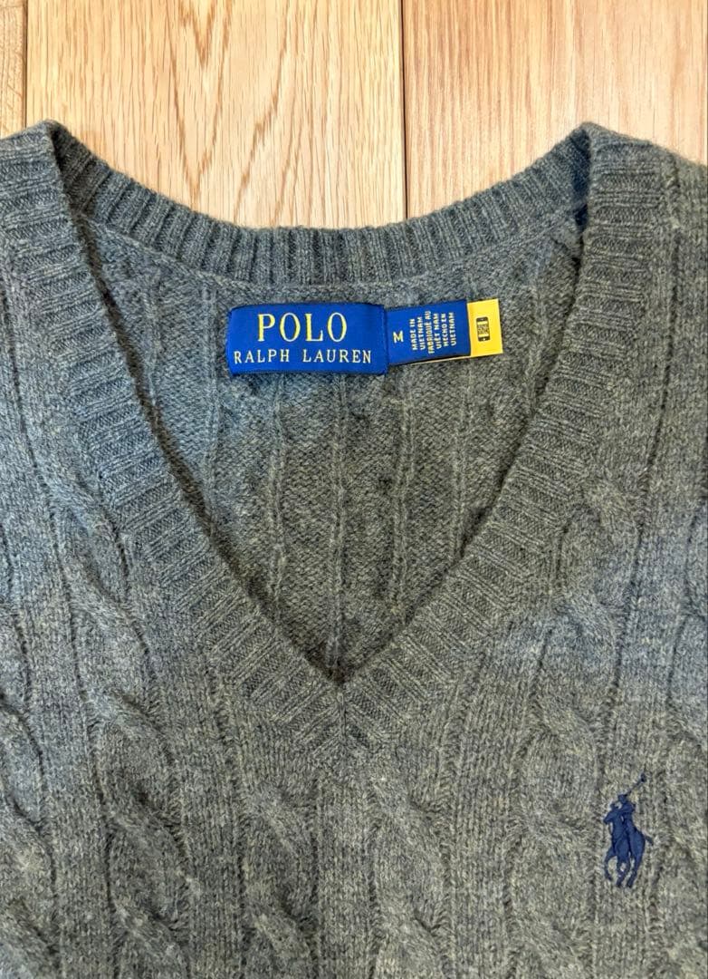 【ポロラルフローレン】ケーブルニット ベスト ポニー刺繍 M 現行タグ