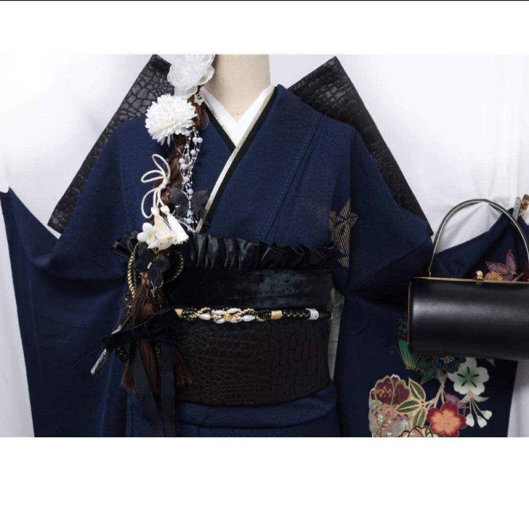 人気総絞り黒■振袖7点セット165cm帯新品帯締め帯揚げフルセット成人式GB11