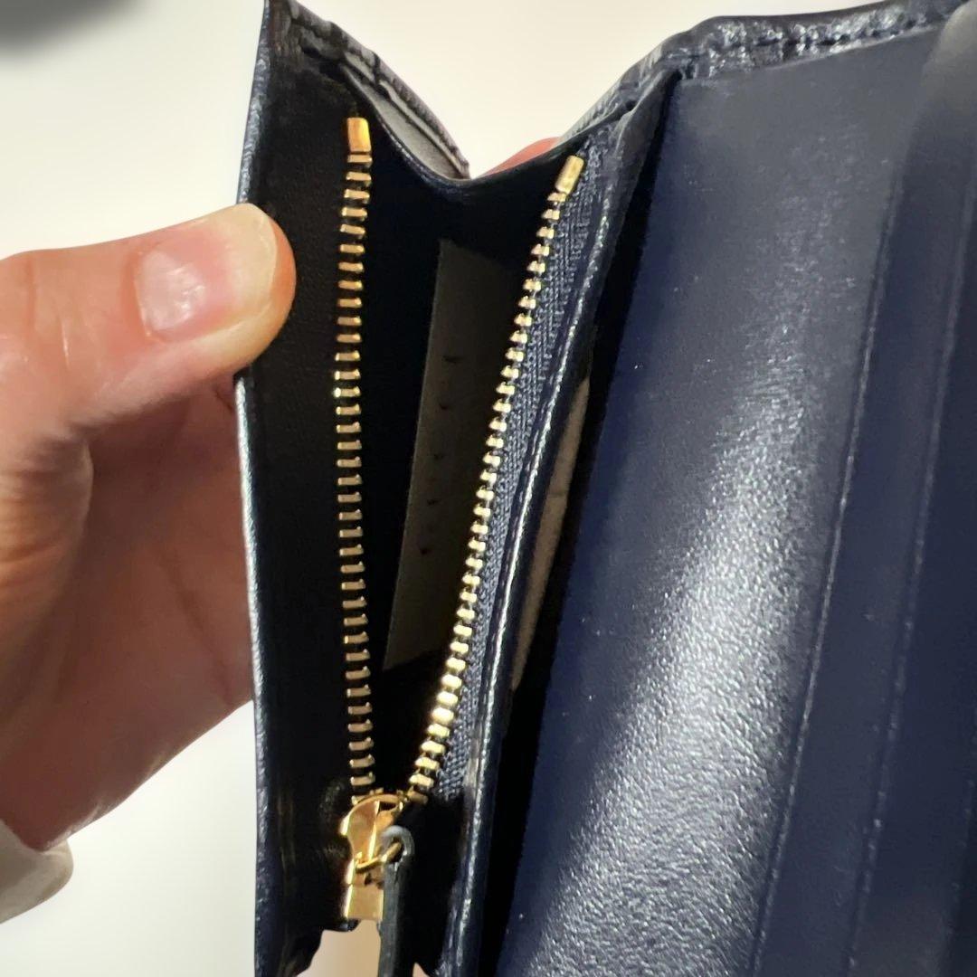 GUCCI 二つ折り財布 ベージュ/ネイビー
